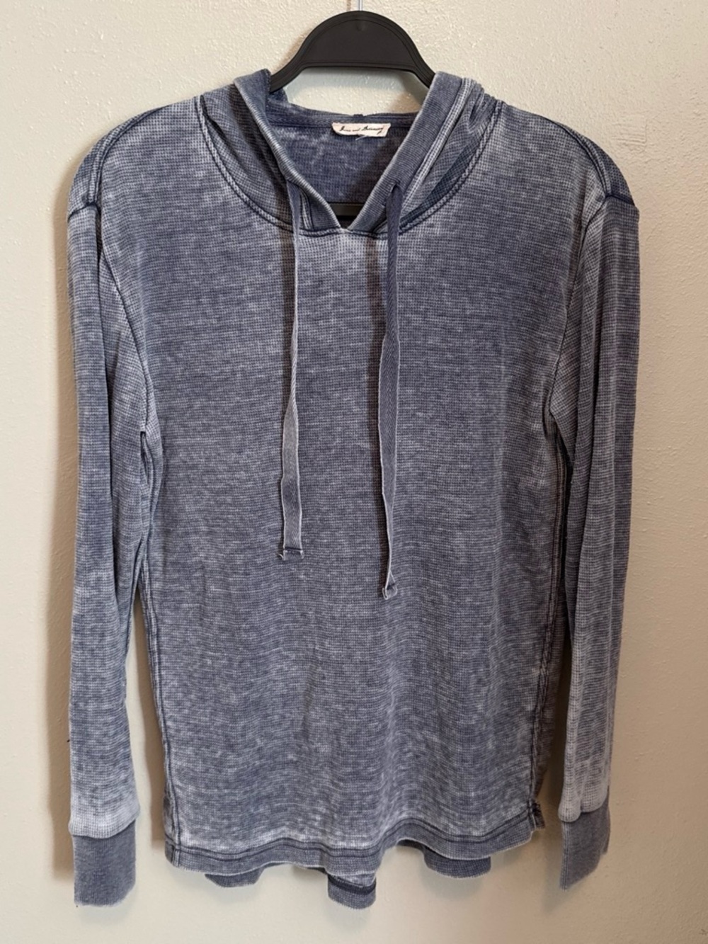 Jane and Delancey Washed Blue Hooded Long-Sleeve Shirt
